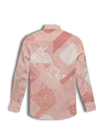 AI Imagined Pink Maze Stencil Men's Collar Shirt