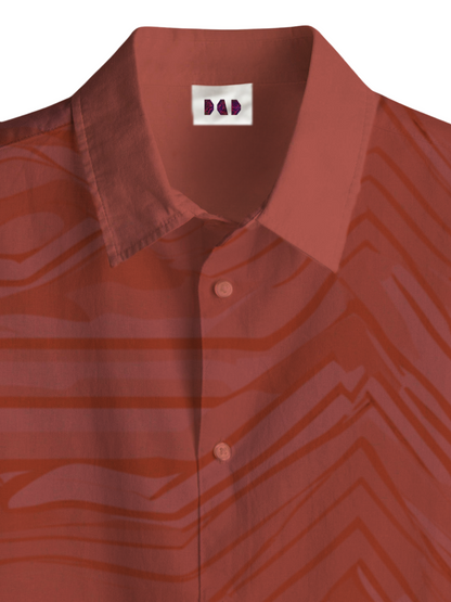 AI Imagined Red ECG Men's Collar Shirt: The Pulse of Life
