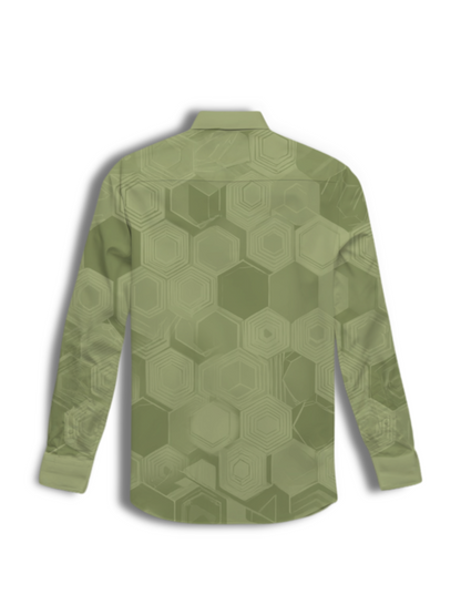 AI Imagined Green Honey Comb Men's Collar Shirt