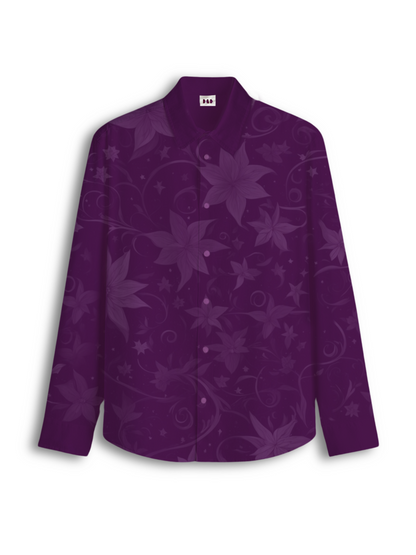 AI Imagined Purple Bloom of Love Men's Collar Shirt