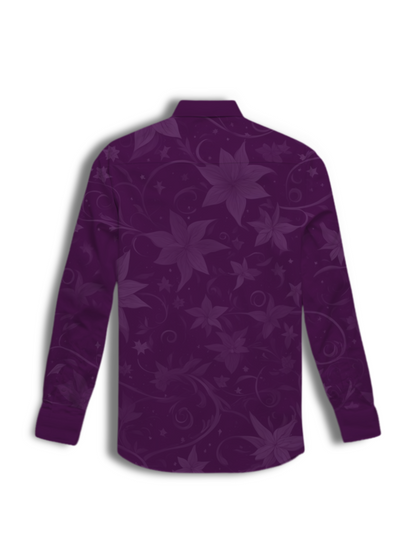 AI Imagined Purple Bloom of Love Men's Collar Shirt