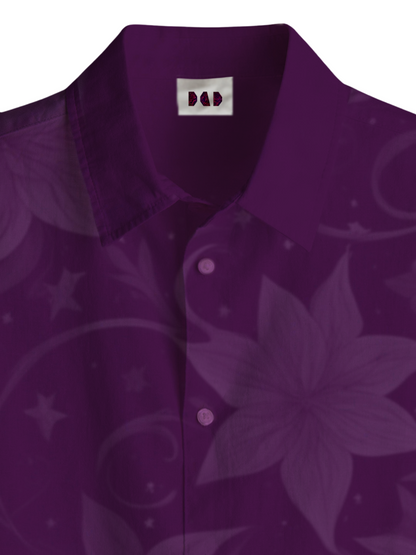 AI Imagined Purple Bloom of Love Men's Collar Shirt