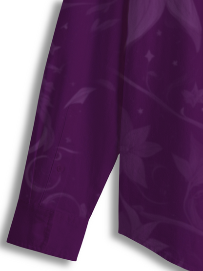 AI Imagined Purple Bloom of Love Men's Collar Shirt
