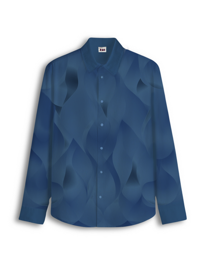 AI Imagined Blue Crystal Men's Collar Shirt