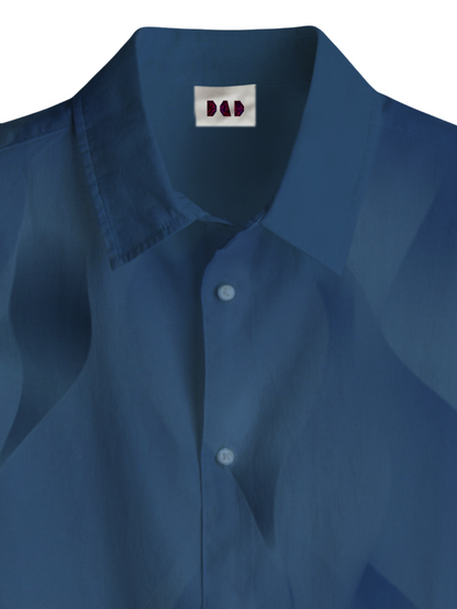 AI Imagined Blue Crystal Men's Collar Shirt