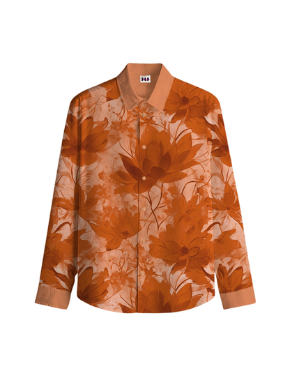 AI Imagined Floral Desire Men's Collar Shirt: Embrace The Fire within YOU!